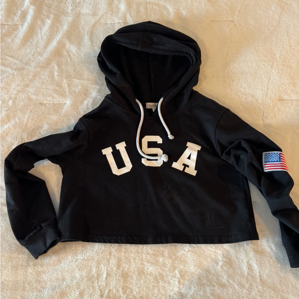 USA hooded crop top
